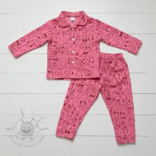 Katoenen stof FLANNEL Dogs pink