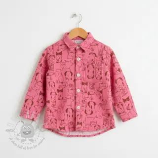 Katoenen stof FLANNEL Dogs pink
