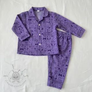 Katoenen stof FLANNEL Dogs purple