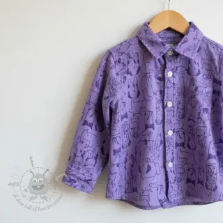 Katoenen stof FLANNEL Dogs purple
