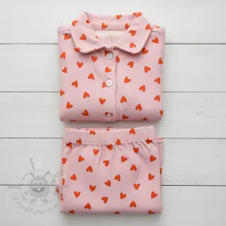 Katoenen stof FLANNEL Hearts pink