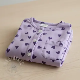 Katoenen stof FLANNEL Hearts lavender