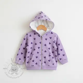 Katoenen stof FLANNEL Hearts lavender