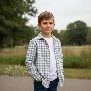 Katoenen stof FLANNEL Check sage