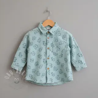 Katoenen stof FLANNEL Cats mint