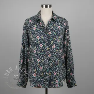 Katoenen stof Flowers Tara navy design B digital print