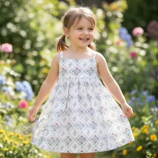 Katoenen stof Flowers Tara off white design En digital print