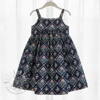 Katoenen stof Flowers Tara navy design A digital print