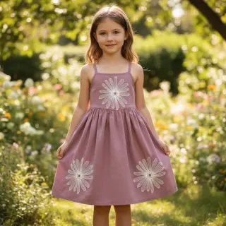 Bavlnená látka EMBROIDERY Flowie mauve