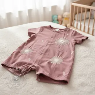 Katoenen stof EMBROIDERY Flowie mauve