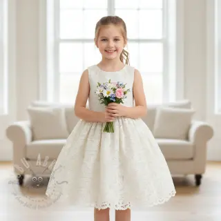 Katoenen stof EMBROIDERY Blanchette design En
