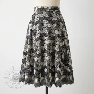 Katoenen stof EMBROIDERY Amia black