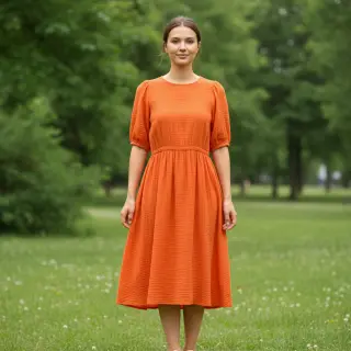 Bavlnená látka STRETCH Baby orange
