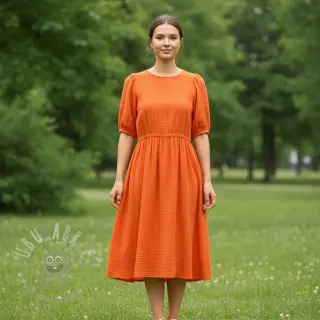 Katoenen stof STRETCH Baby orange