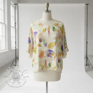 Katoenen stof SATIN Hawaii yellow digital print