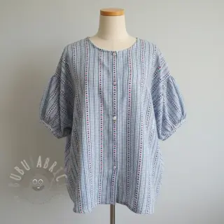 Katoenen stof JACQUARD Hearts light blue