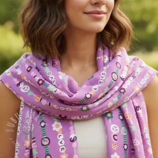 Katoenen stof Love dream mauve