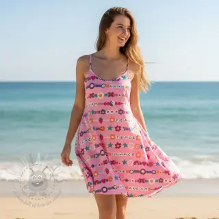 Katoenen stof Love dream pink