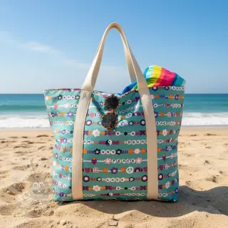 Katoenen stof Love dream light petrol