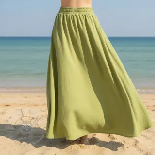 Katoenen stof WASHED old lime
