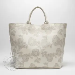 Katoenen stof met linnen JACQUARD Peony flowers