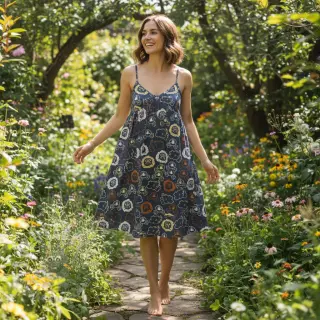 Katoenen stof Safari animals navy