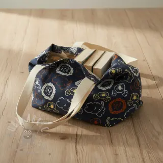 Katoenen stof Safari animals navy