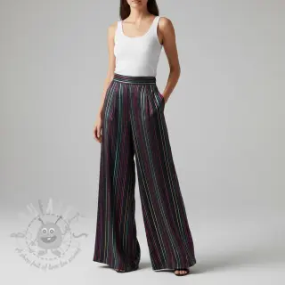 Katoenen stof LUREX stripes navy