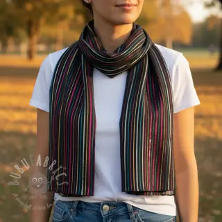 Katoenen stof LUREX stripes navy