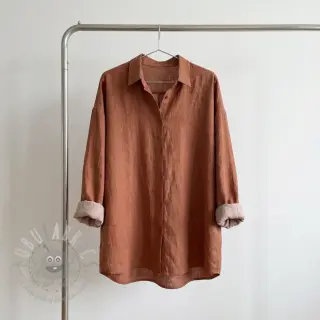 Katoenen stof met linnen chestnut