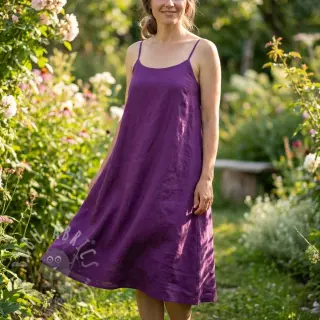 Katoenen stof met linnen purple