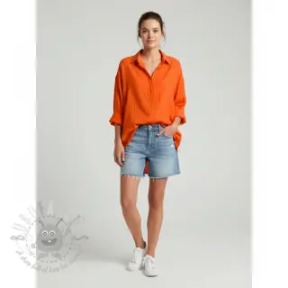 Katoenen stof met linnen orange