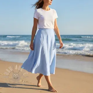 Katoenen stof met linnen light blue