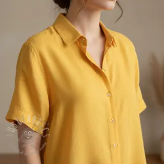 Katoenen stof met linnen yellow