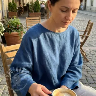 Katoenen stof met linnen jeans