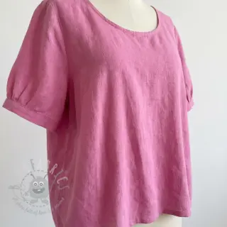 Katoenen stof met linnen dark pink