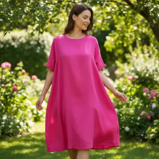Bavlnená látka s ľanom fuchsia