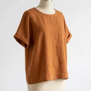 Bavlnená látka s ľanom cognac