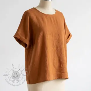 Katoenen stof met linnen cognac