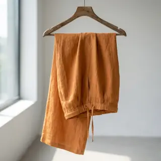 Bavlnená látka s ľanom cognac