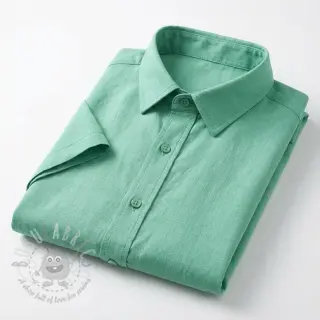Katoenen stof met linnen apple green