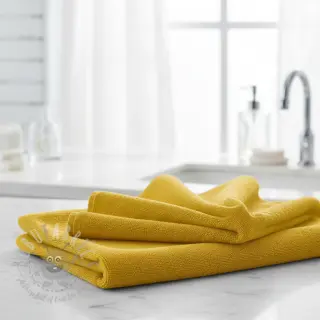 Elastische badstof light yellow