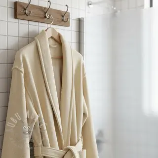 Elastische badstof beige