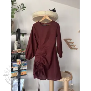 Voorgewassen linnen bordeaux