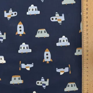 Bavlnená látka Vehicles navy