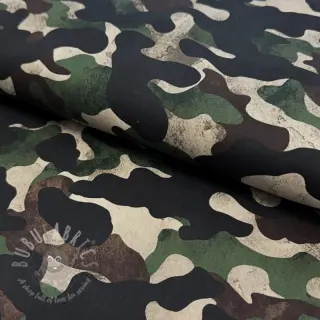 Katoenen stof Camouflage green digital print