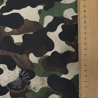 Katoenen stof Camouflage green digital print