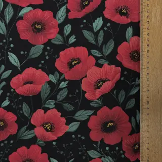 Bavlnená látka Poppy black digital print