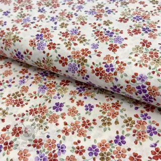 Katoenen stof Simie flowers offwhite digital print