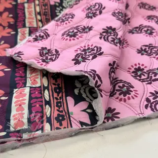 Katoenen stof VOILE STEPPED Daria flower aubergine digital print